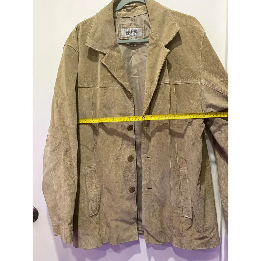 Vintage Wilsons Leather M Julian Tan Suede Button Front Car Coat Jacket L